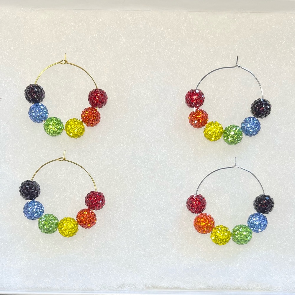 Rainbow Beaded Hoop Earrings